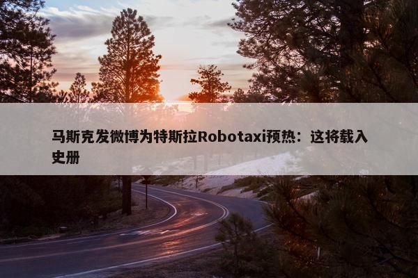 马斯克发微博为特斯拉Robotaxi预热：这将载入史册