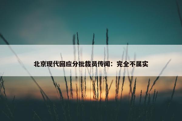 北京现代回应分批裁员传闻：完全不属实