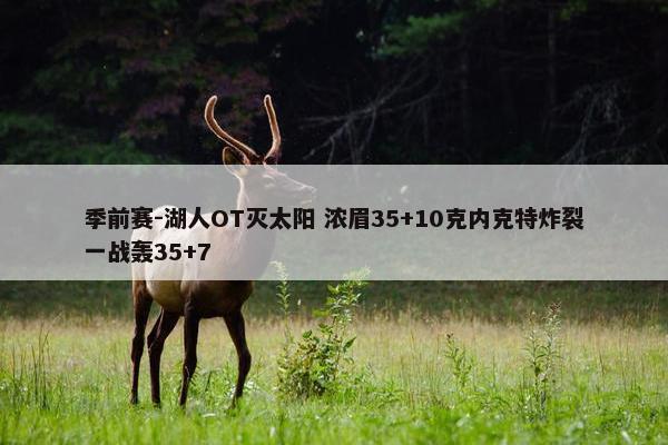 季前赛-湖人OT灭太阳 浓眉35+10克内克特炸裂一战轰35+7